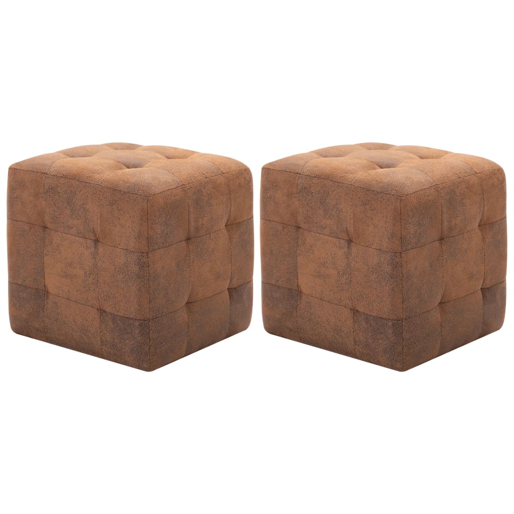 Tables de chevet 2 pcs Marron 30x30x30 cm Similicuir daim