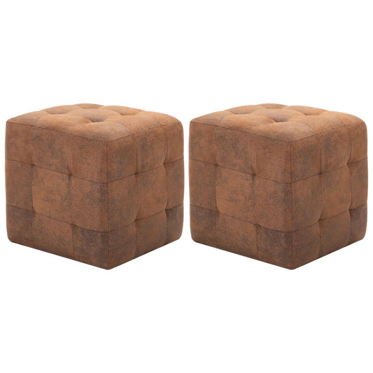 Tables de chevet 2 pcs Marron 30x30x30 cm Similicuir daim