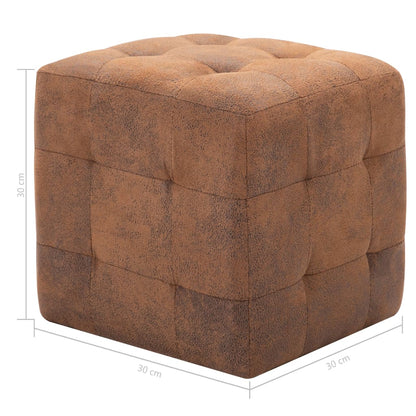 Tables de chevet 2 pcs Marron 30x30x30 cm Similicuir daim