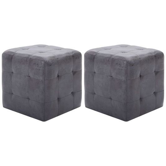 2 pcs Tables de chevet Gris 30x30x30 cm Similicuir daim