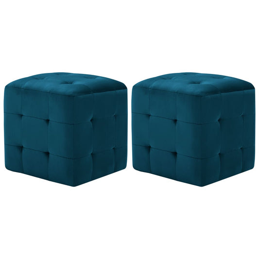 2 pcs Tables de chevet Bleu 30x30x30 cm Tissu velours