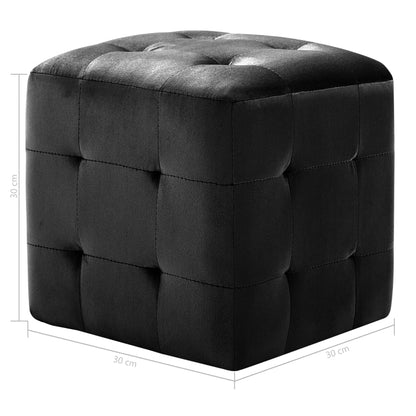 2 pcs Tables de chevet Noir 30x30x30 cm Tissu velours