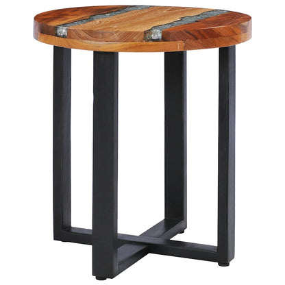 Table basse 40x45 cm Bois de teck massif et polyrésine