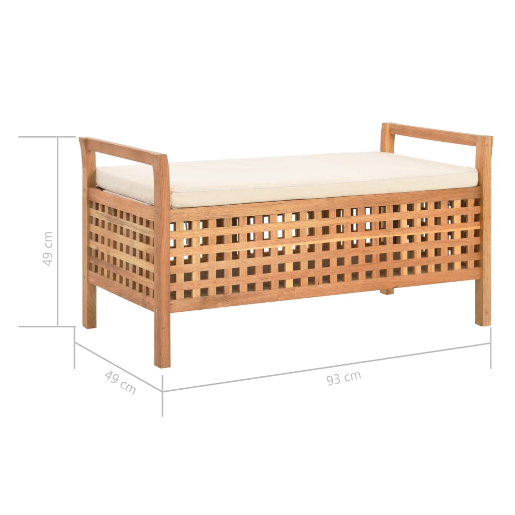 Banc de rangement 93x49x49 cm Bois de noyer massif