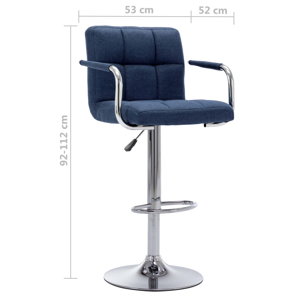 Chaises de bar lot de 2 bleu tissu