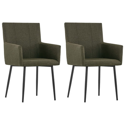 Chaises à manger avec accoudoirs lot de 2 marron tissu