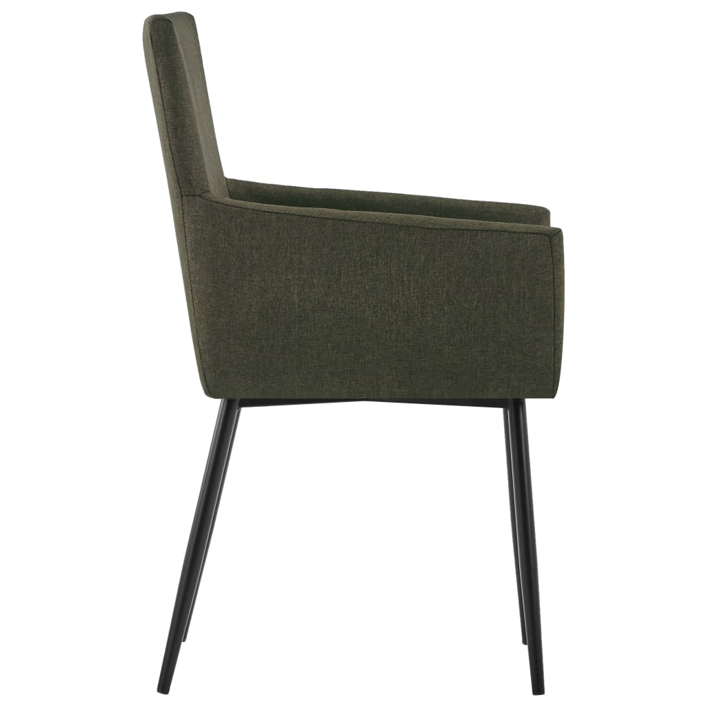 Chaises à manger avec accoudoirs lot de 2 marron tissu