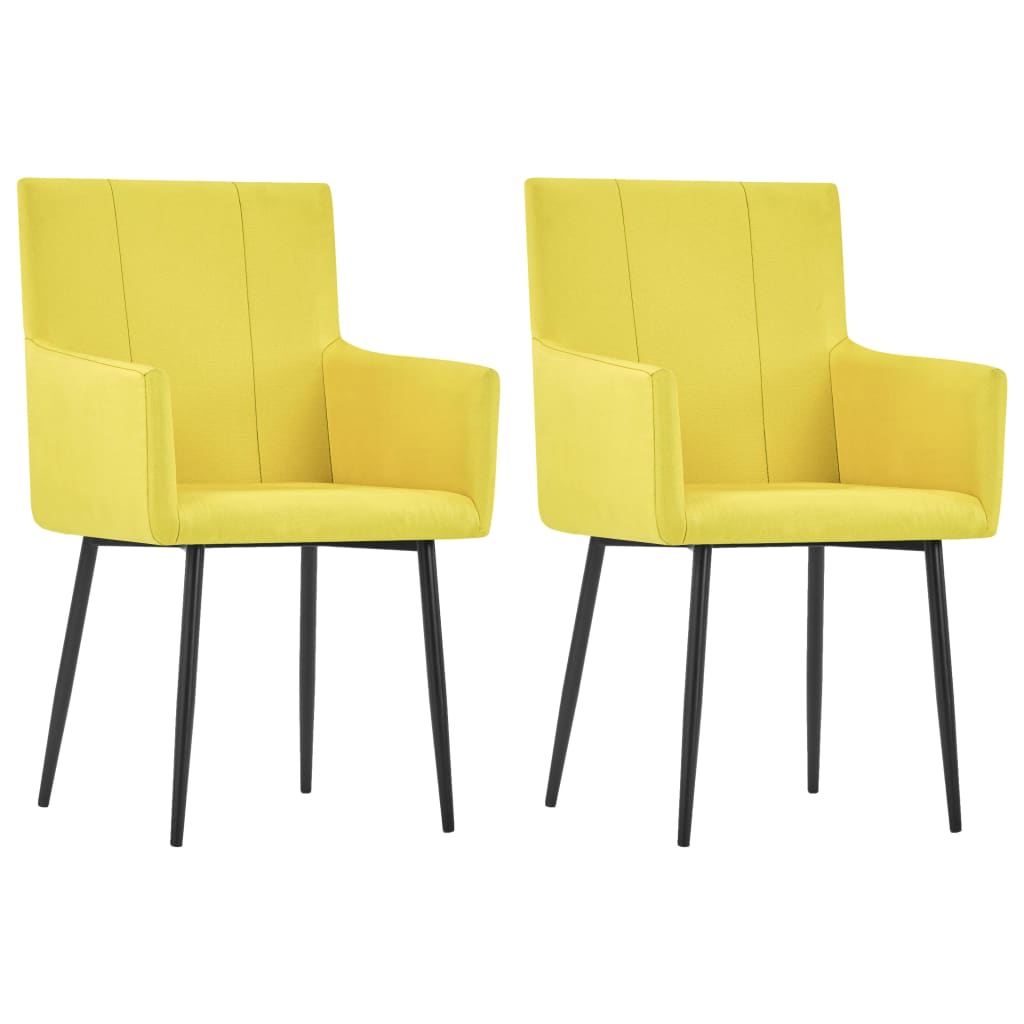 Chaises à manger avec accoudoirs lot de 2 jaune tissu