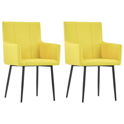 Chaises à manger avec accoudoirs lot de 2 jaune tissu