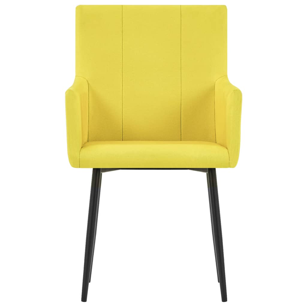 Chaises à manger avec accoudoirs lot de 2 jaune tissu