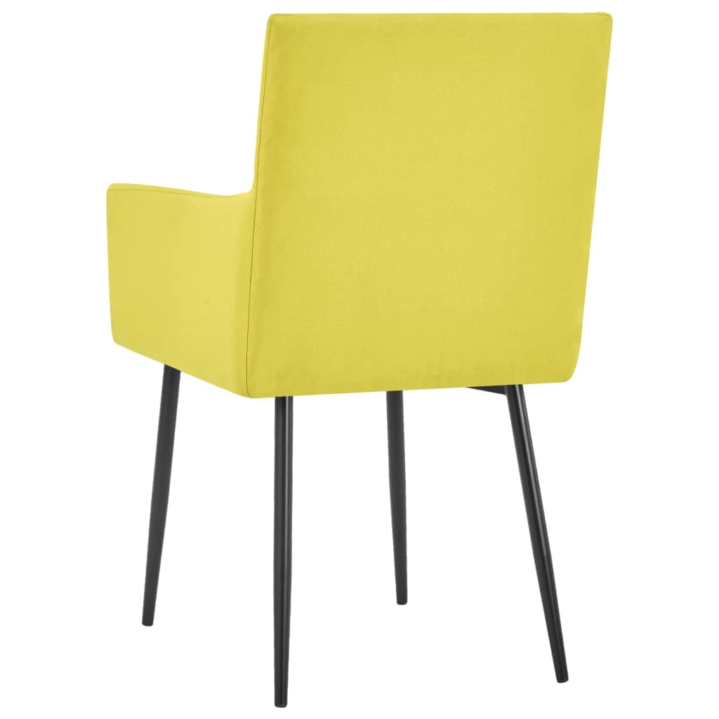 Chaises à manger avec accoudoirs lot de 2 jaune tissu