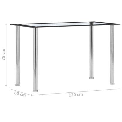 Table à manger Noir et transparent 120x60x75 cm Verre trempé