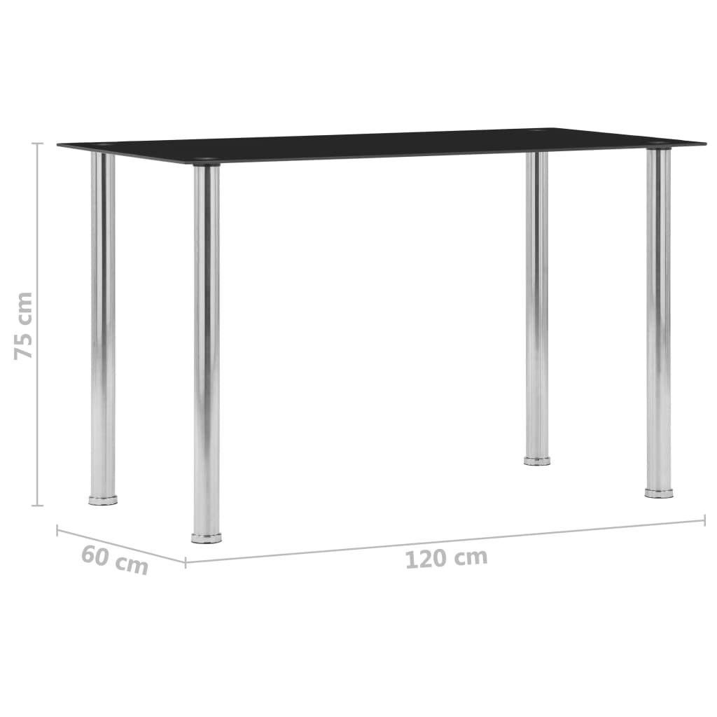 Table à manger Noir 120x60x75 cm Verre trempé