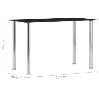 Table à manger Noir 120x60x75 cm Verre trempé