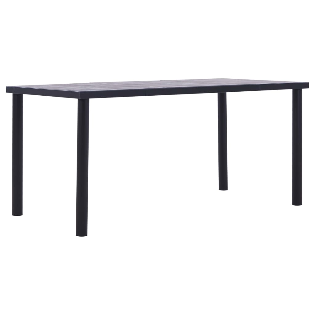 Table à manger Noir et gris béton 160x80x75 cm MDF