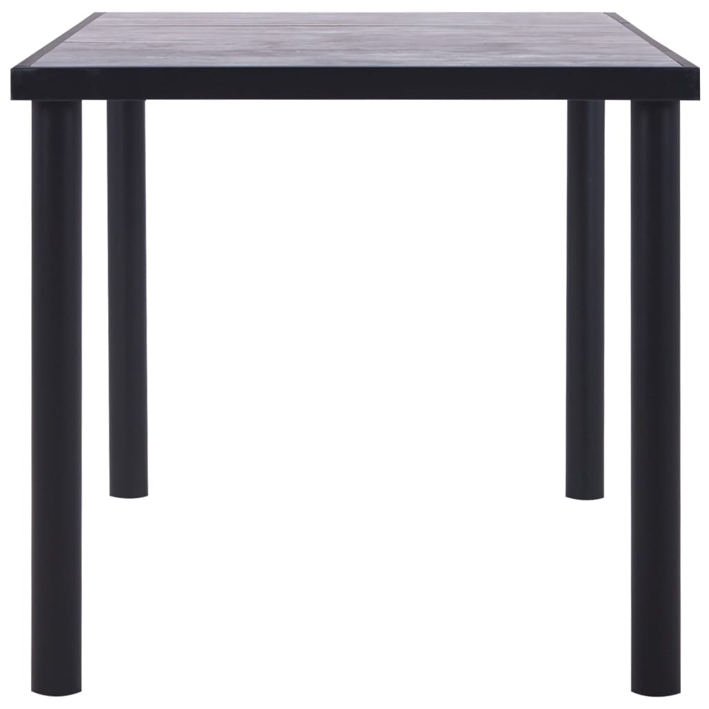 Table à manger Noir et gris béton 160x80x75 cm MDF