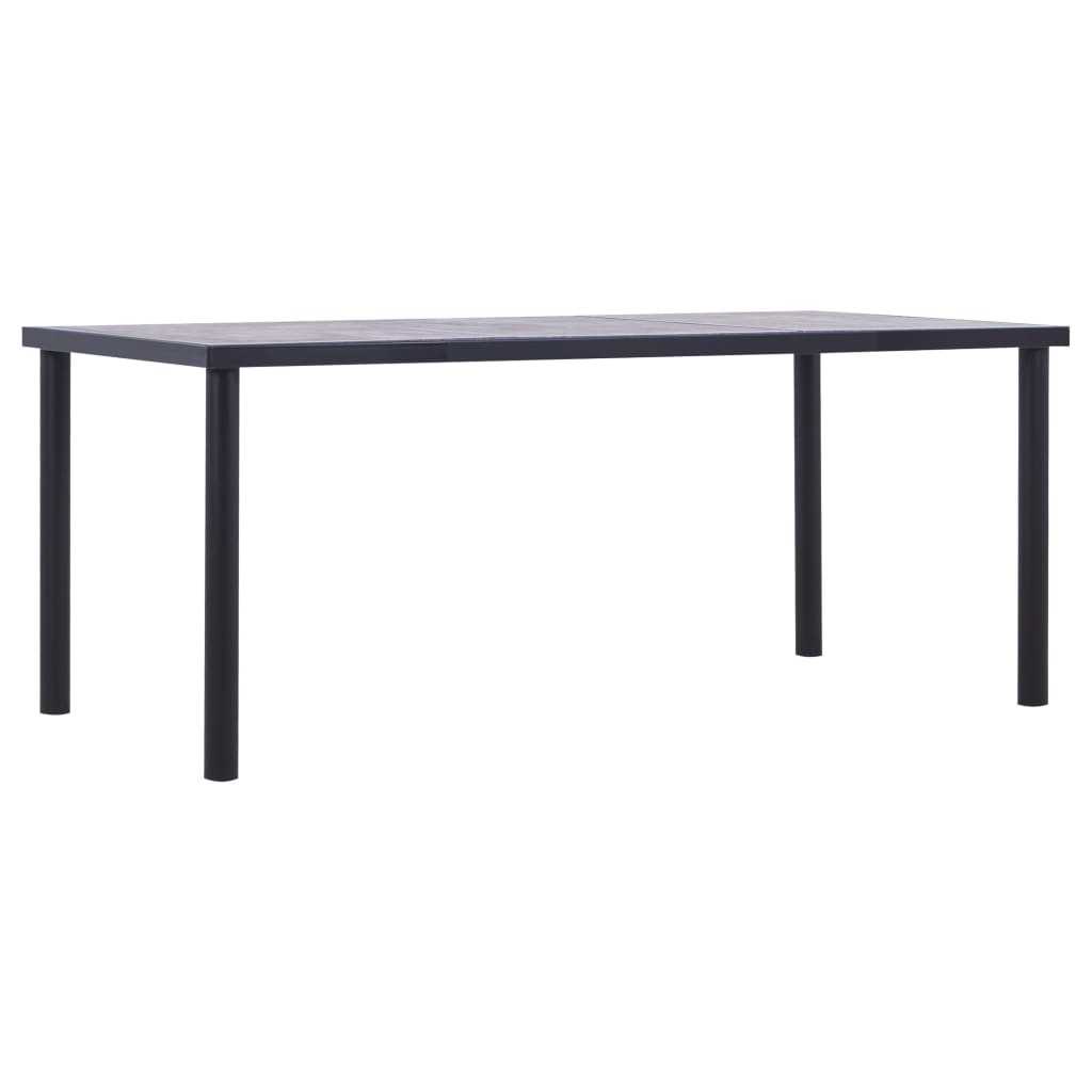 Table à manger Noir et gris béton 180x90x75 cm MDF