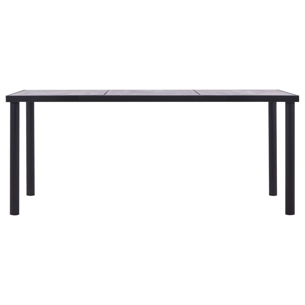 Table à manger Noir et gris béton 180x90x75 cm MDF