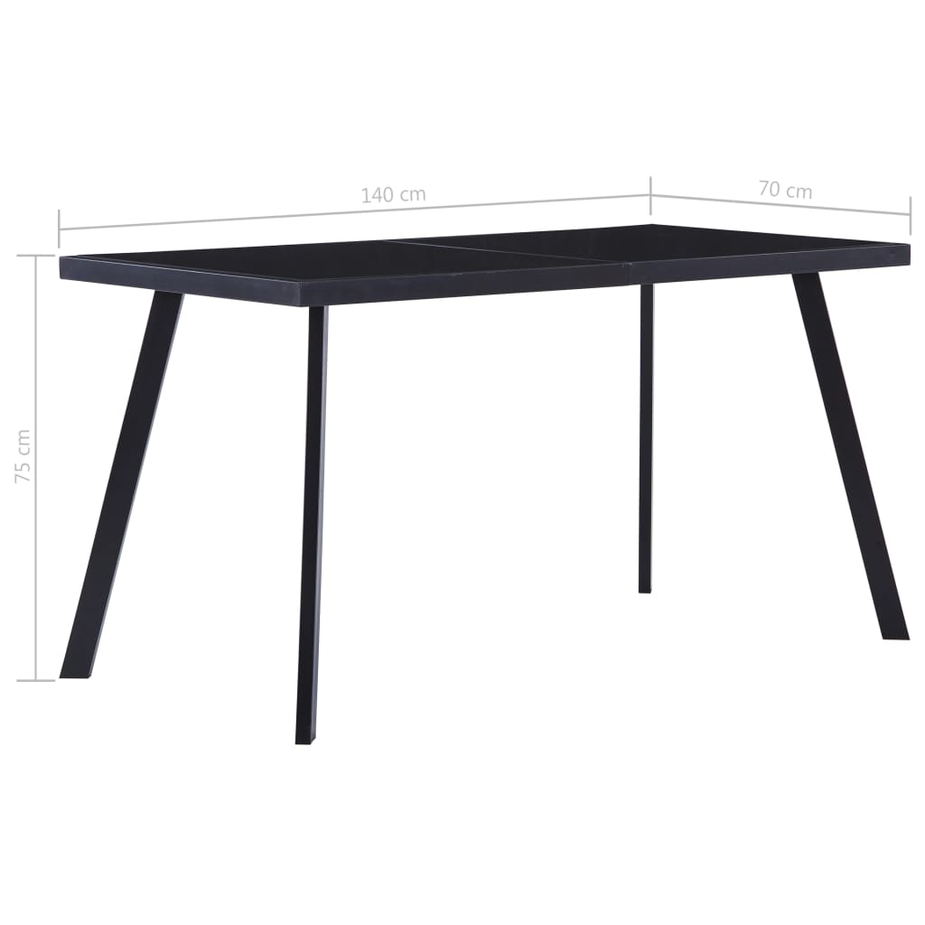 vidaXL Table à manger Noir 140x70x75 cm Verre trempé