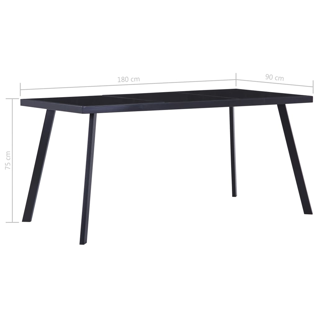 Table à manger Noir 180x90x75 cm Verre trempé