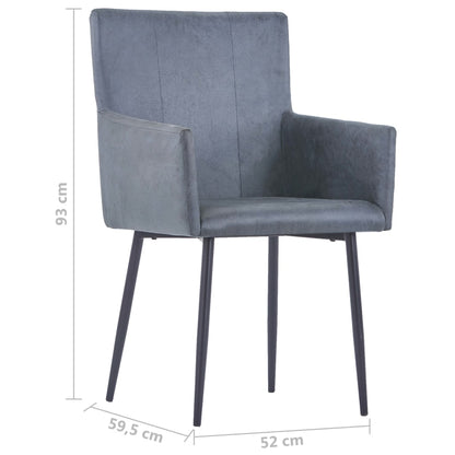 Chaises à manger et accoudoirs lot de 2 gris similicuir daim