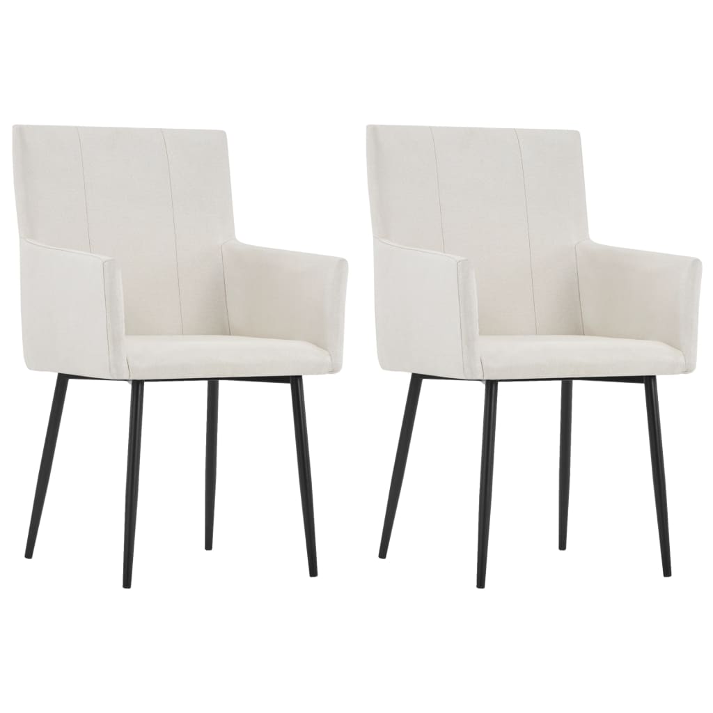 Chaises à manger et accoudoirs lot de 2 crème tissu