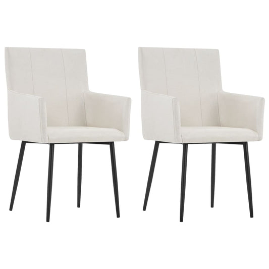 Chaises à manger et accoudoirs lot de 2 crème tissu