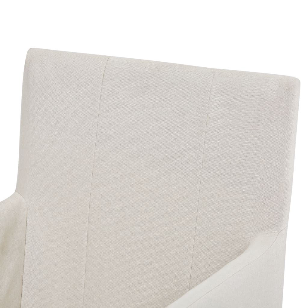 Chaises à manger et accoudoirs lot de 2 crème tissu