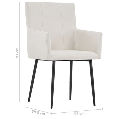 Chaises à manger et accoudoirs lot de 2 crème tissu