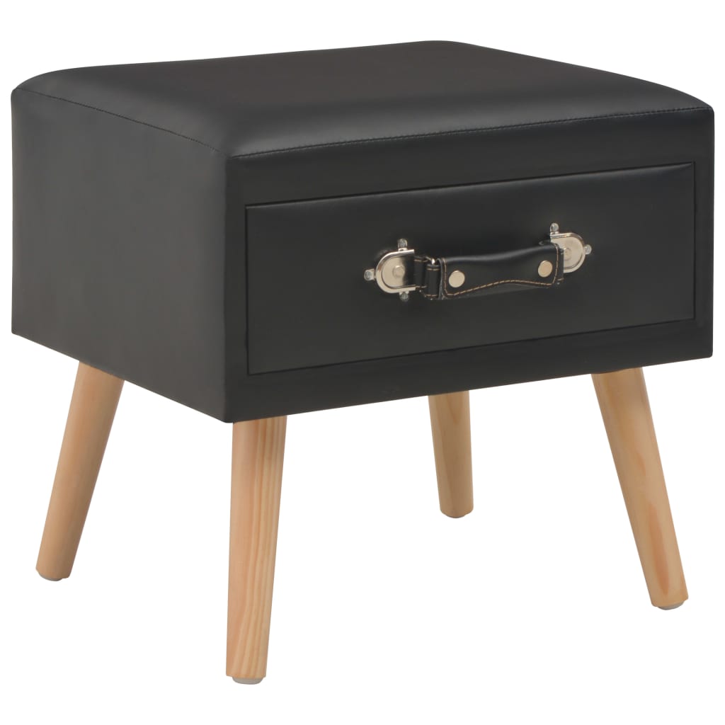 Tables de chevet 2 pcs Noir 40x35x40 cm Similicuir