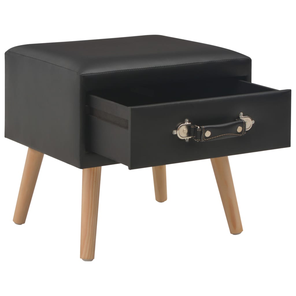 Tables de chevet 2 pcs Noir 40x35x40 cm Similicuir