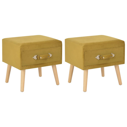 Tables de chevet 2 pcs Moutarde 40x35x40 cm Velours