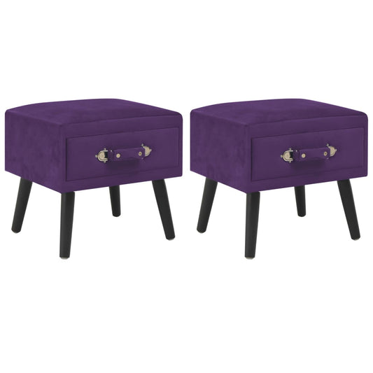 Tables de chevet 2 pcs Violet foncé 40x35x40 cm Velours