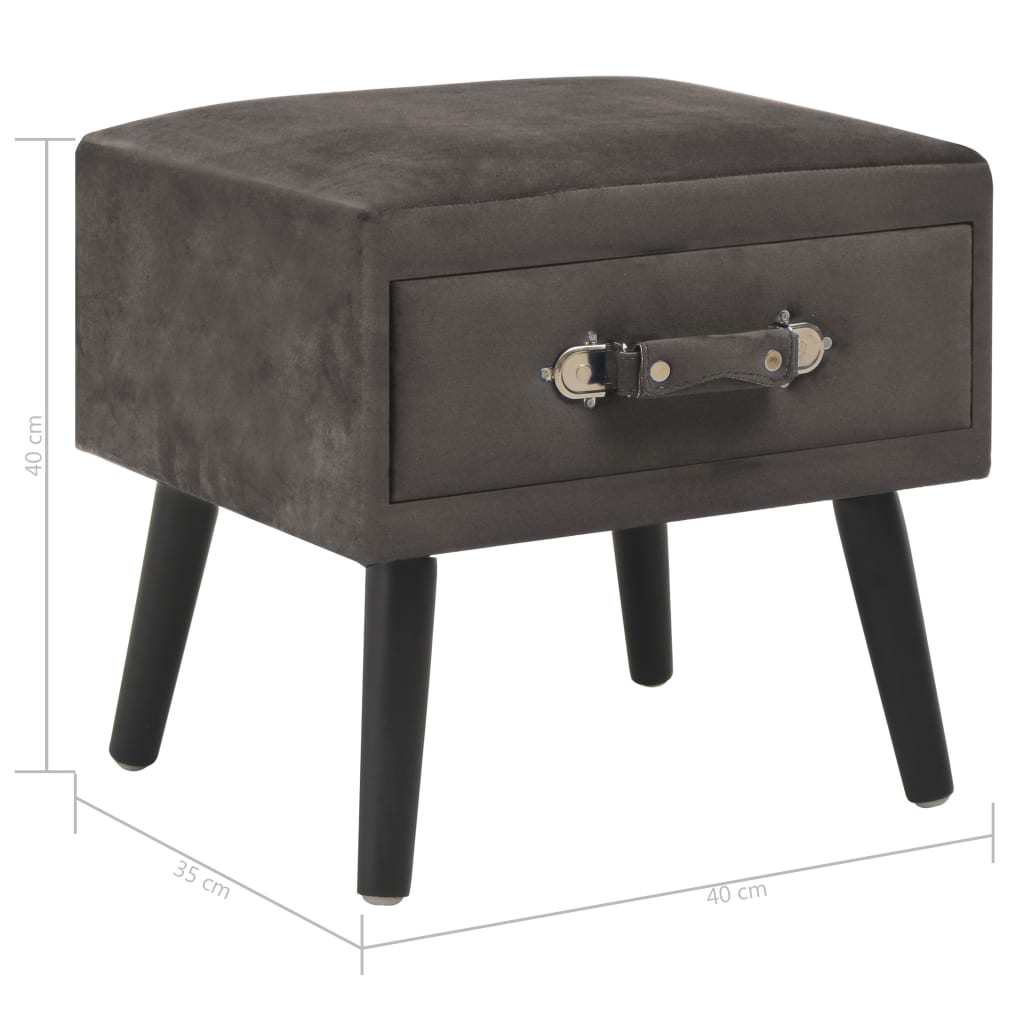 Tables de chevet 2 pcs Gris 40x35x40 cm Velours