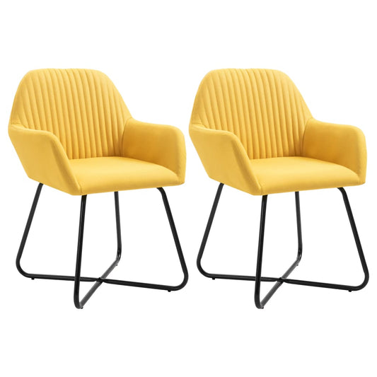 Chaises à manger lot de 2 jaune tissu