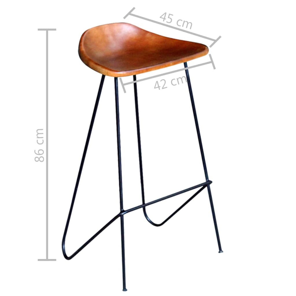 Chaises de bar lot de 6 marron cuir véritable