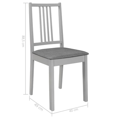 Chaises à manger avec coussins lot de 6 gris bois solide