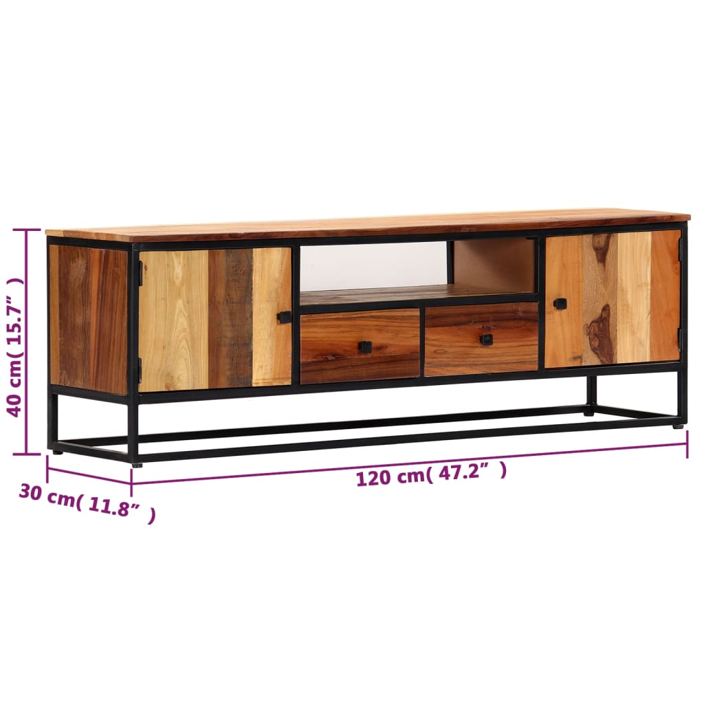 Meuble TV 120 x 30 x 40 cm Bois de récupération massif et acier