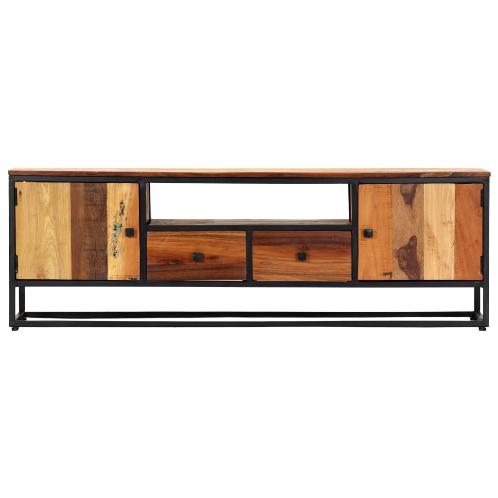 Meuble TV 120 x 30 x 40 cm Bois de récupération massif et acier