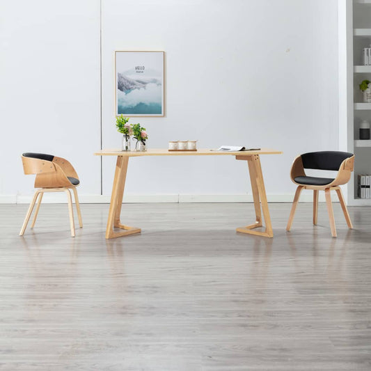 Chaise de salle à manger noir bois courbé et similicuir