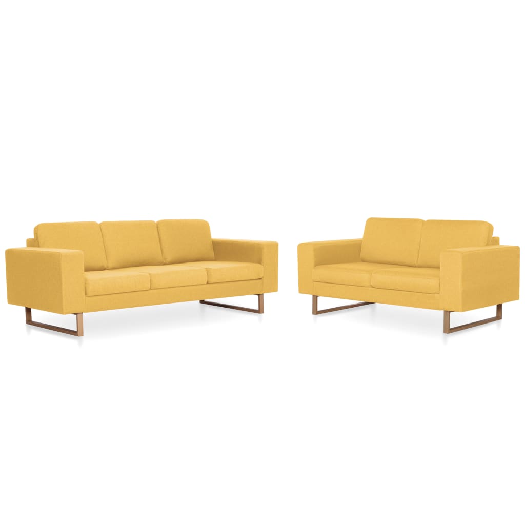 Ensemble de canapé 2 pcs tissu jaune