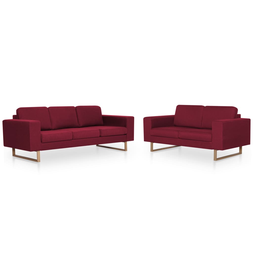 Ensemble de canapé 2 pcs Tissu Rouge bordeaux