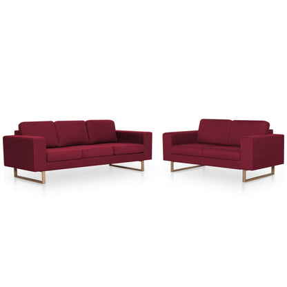 Ensemble de canapé 2 pcs Tissu Rouge bordeaux