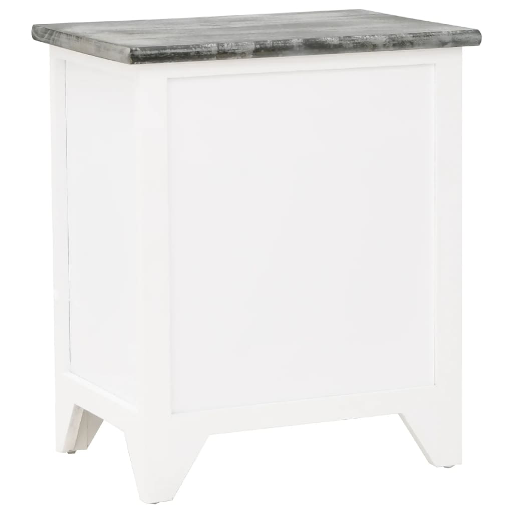 Table de chevet Gris et blanc 38x28x45 cm Bois de Paulownia