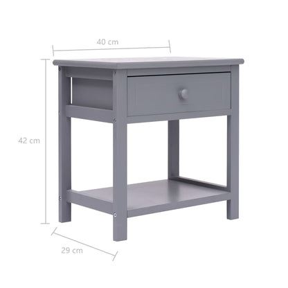 Table de chevet Gris 40x29x42 cm Bois de Paulownia