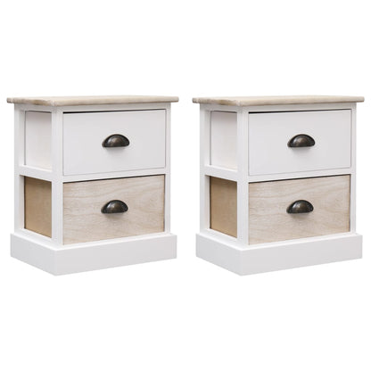 2 pcs Tables de chevet Blanc et naturel 38x28x45 cm Paulownia