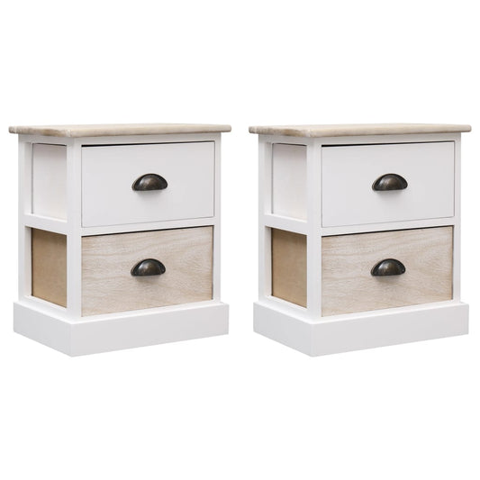 2 pcs Tables de chevet Blanc et naturel 38x28x45 cm Paulownia