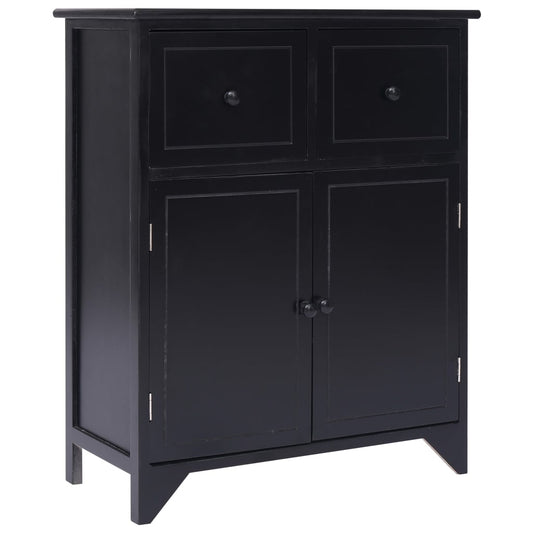 Armoire latérale Noir 60x30x75 cm Bois de Paulownia