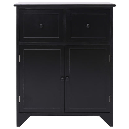 Armoire latérale Noir 60x30x75 cm Bois de Paulownia