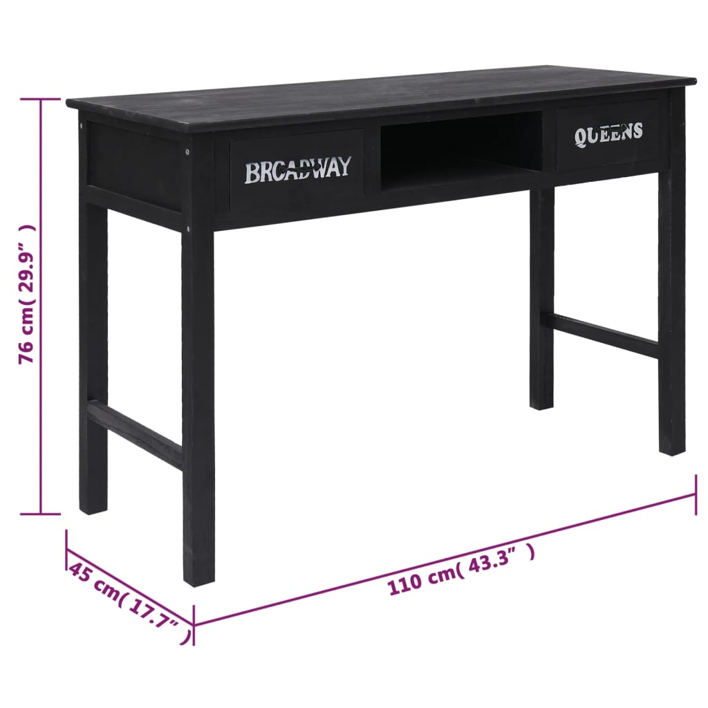 Table console Noir 110x45x76 cm Bois